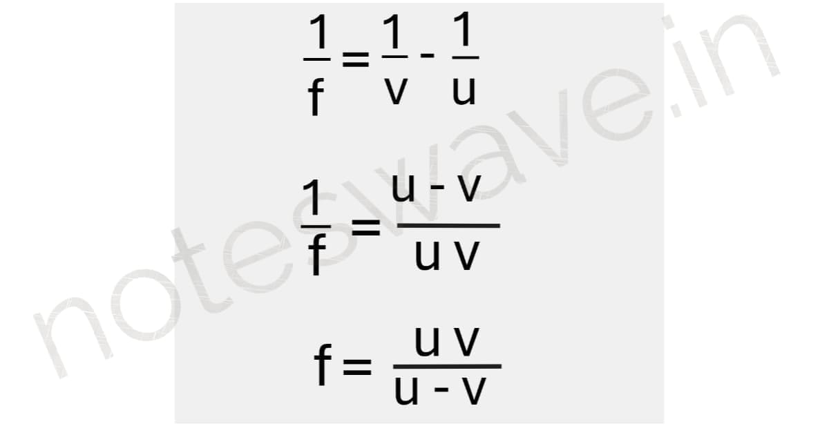 relation between u, v and f