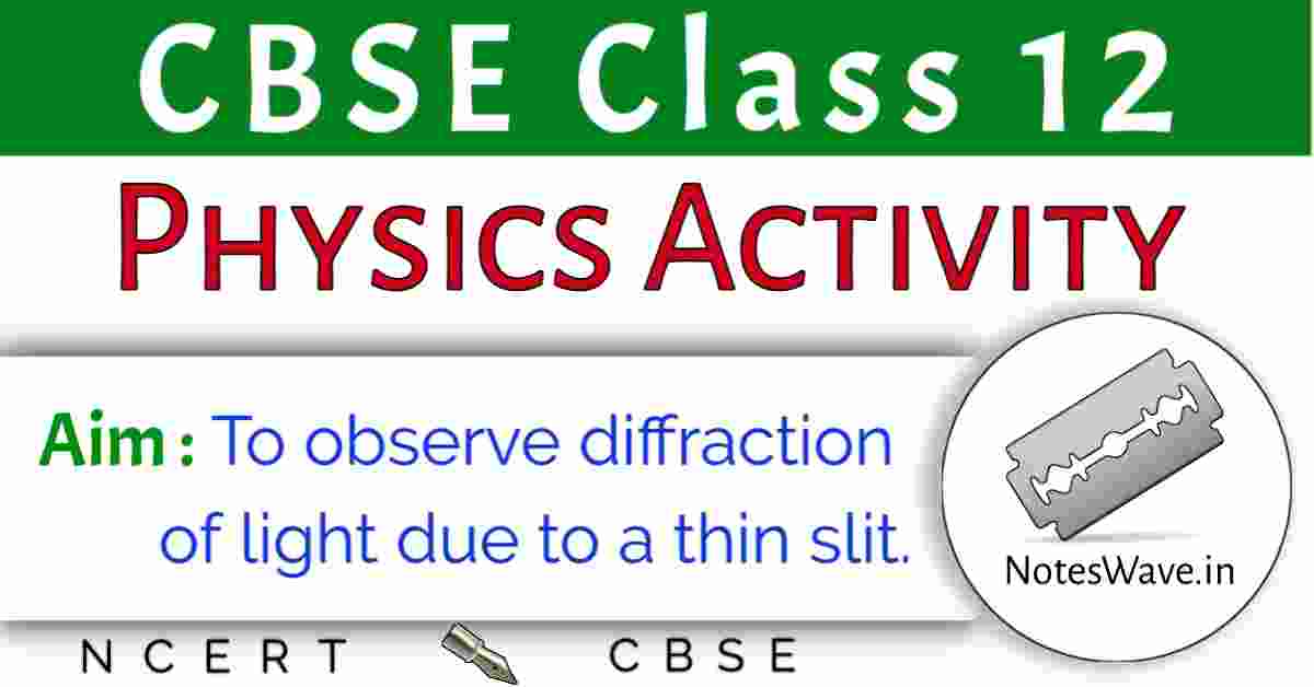 CBSE class 12 physics activity Aim: To observe diffraction of light due to a thin slit.