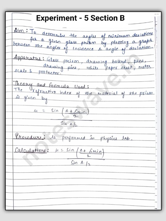 Cbse Class Physics Practical File Pdf Section B Experiment